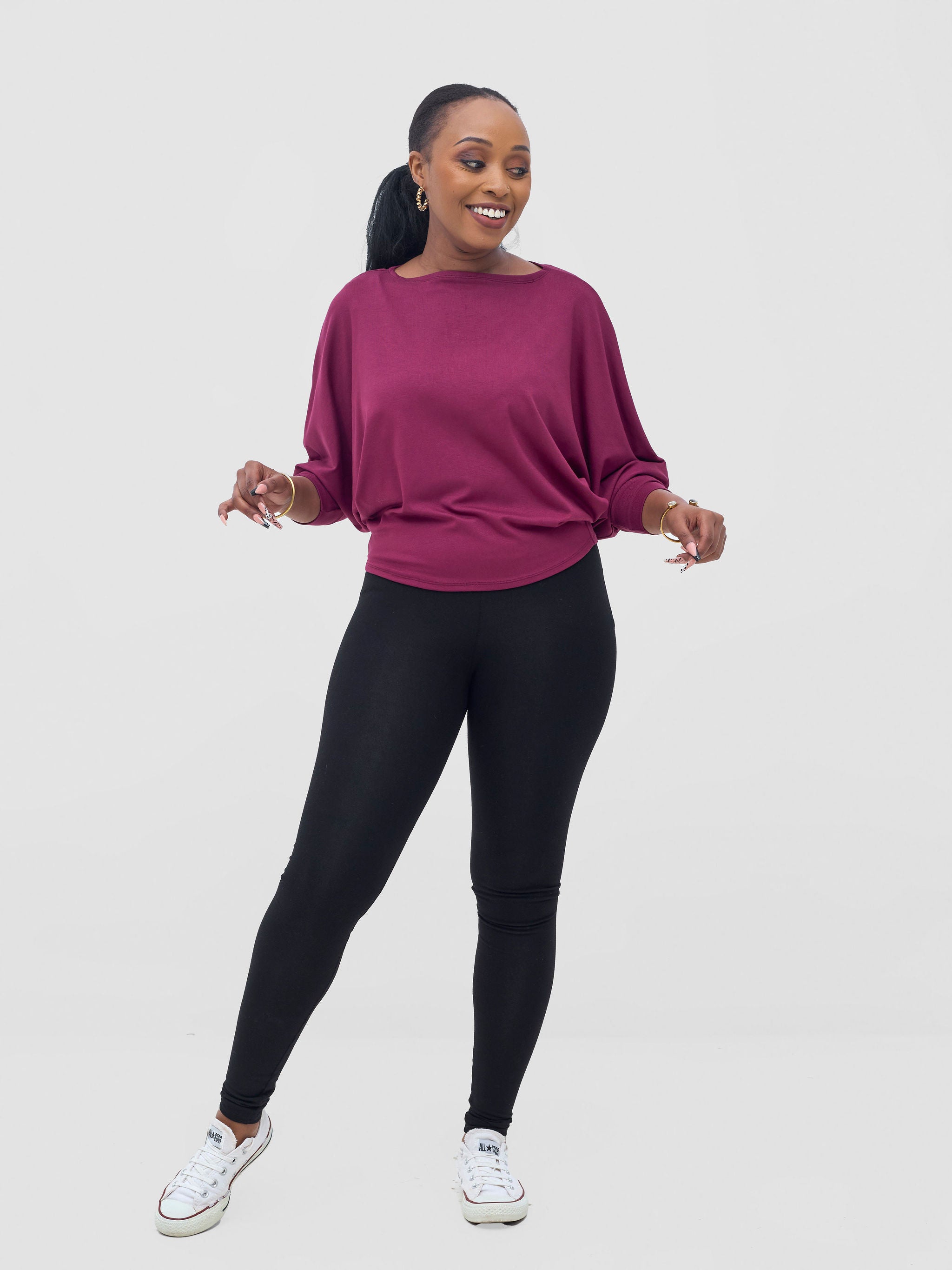 Vivo Bana Batwing Top -  Maroon