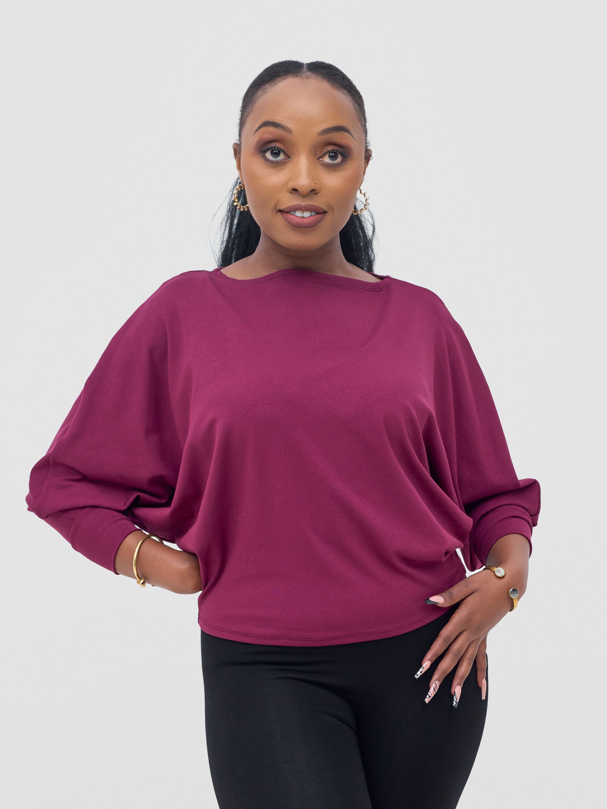 Vivo Bana Batwing Top -  Maroon