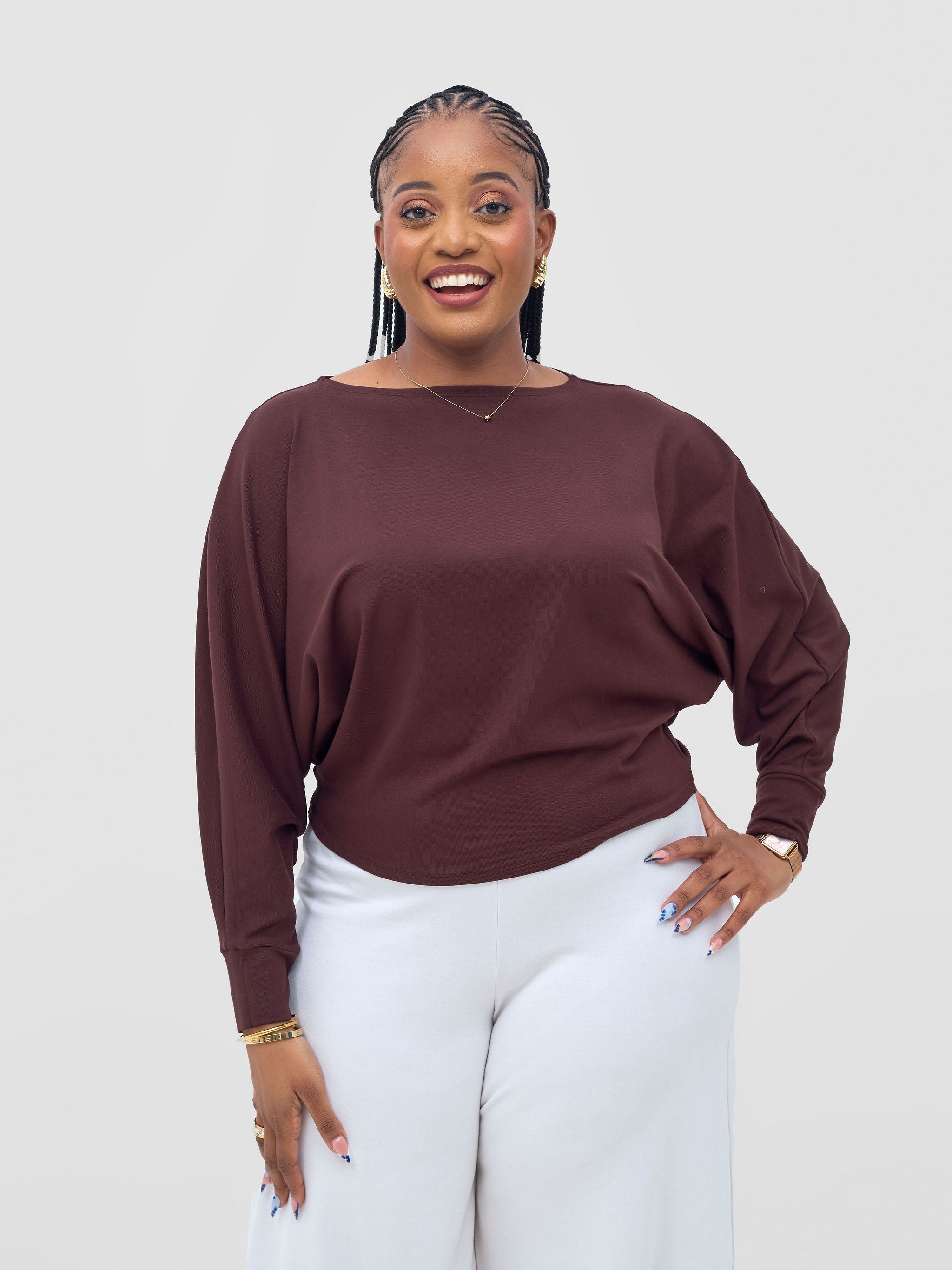 Vivo Bana Batwing Top - Chocolate