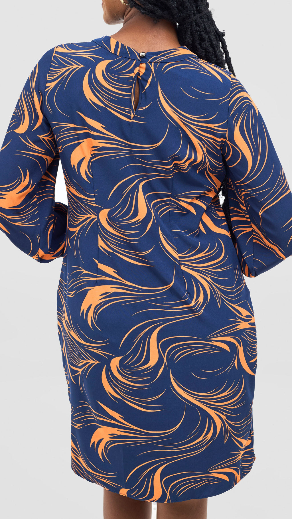 Vivo Chari Shift Dress - Navy / Orange Riah Print