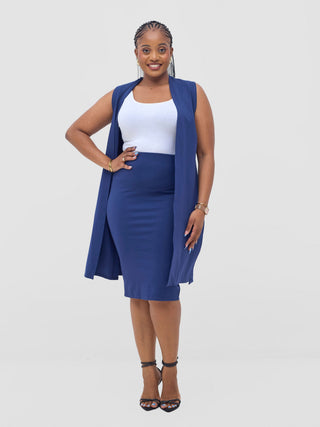 Vivo Waridi Sleeveless Overcoat - Navy Blue