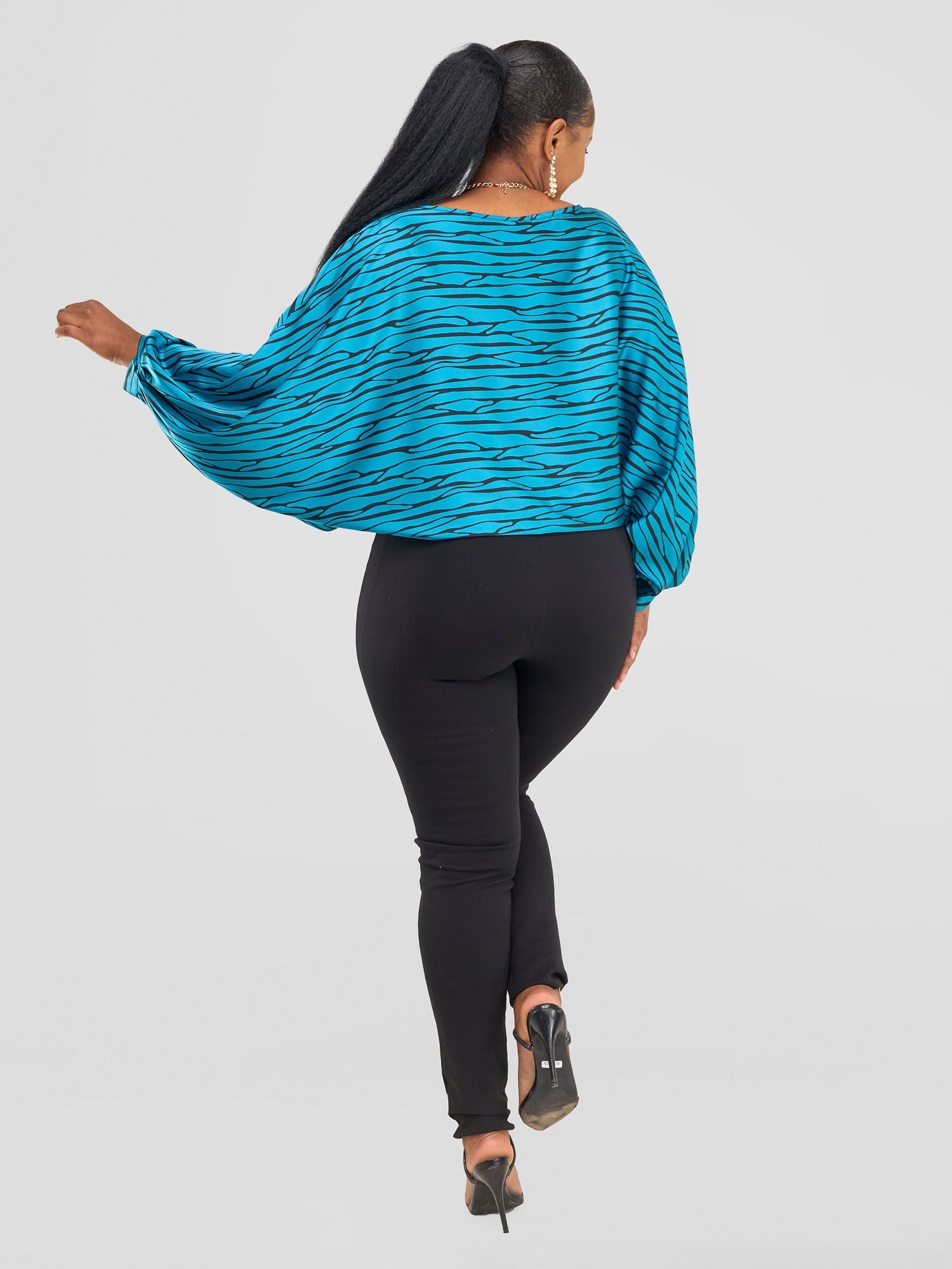 Vivo Chidii Batwing Top  - Teal / Black Sidi Print