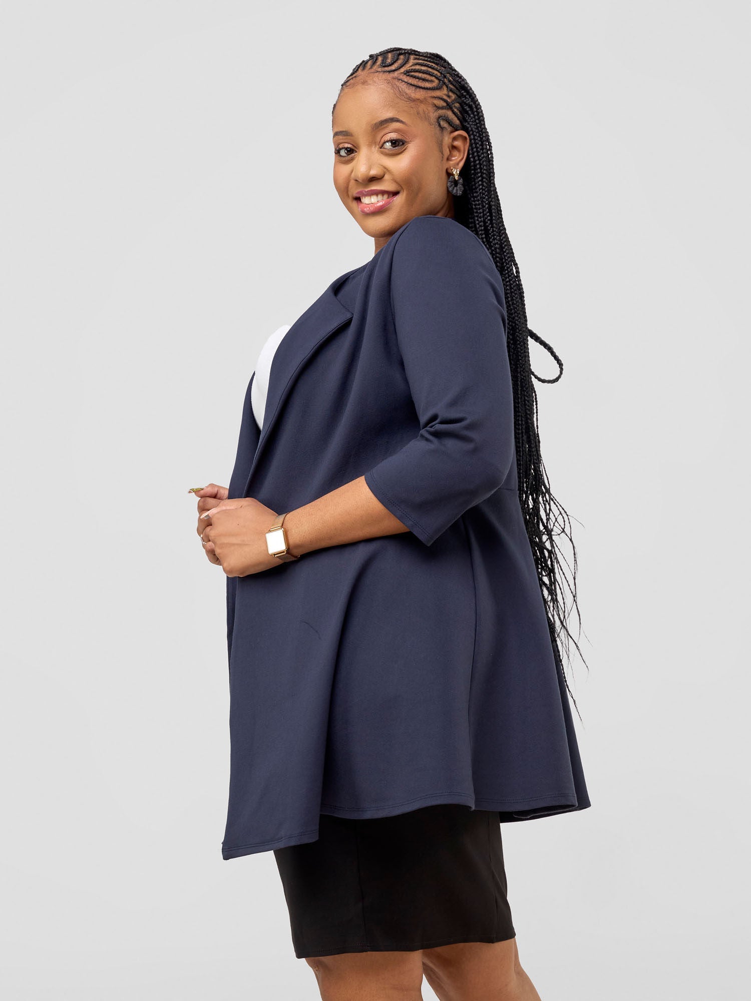 Vivo Tatari Knee Length Coat - Navy Blue