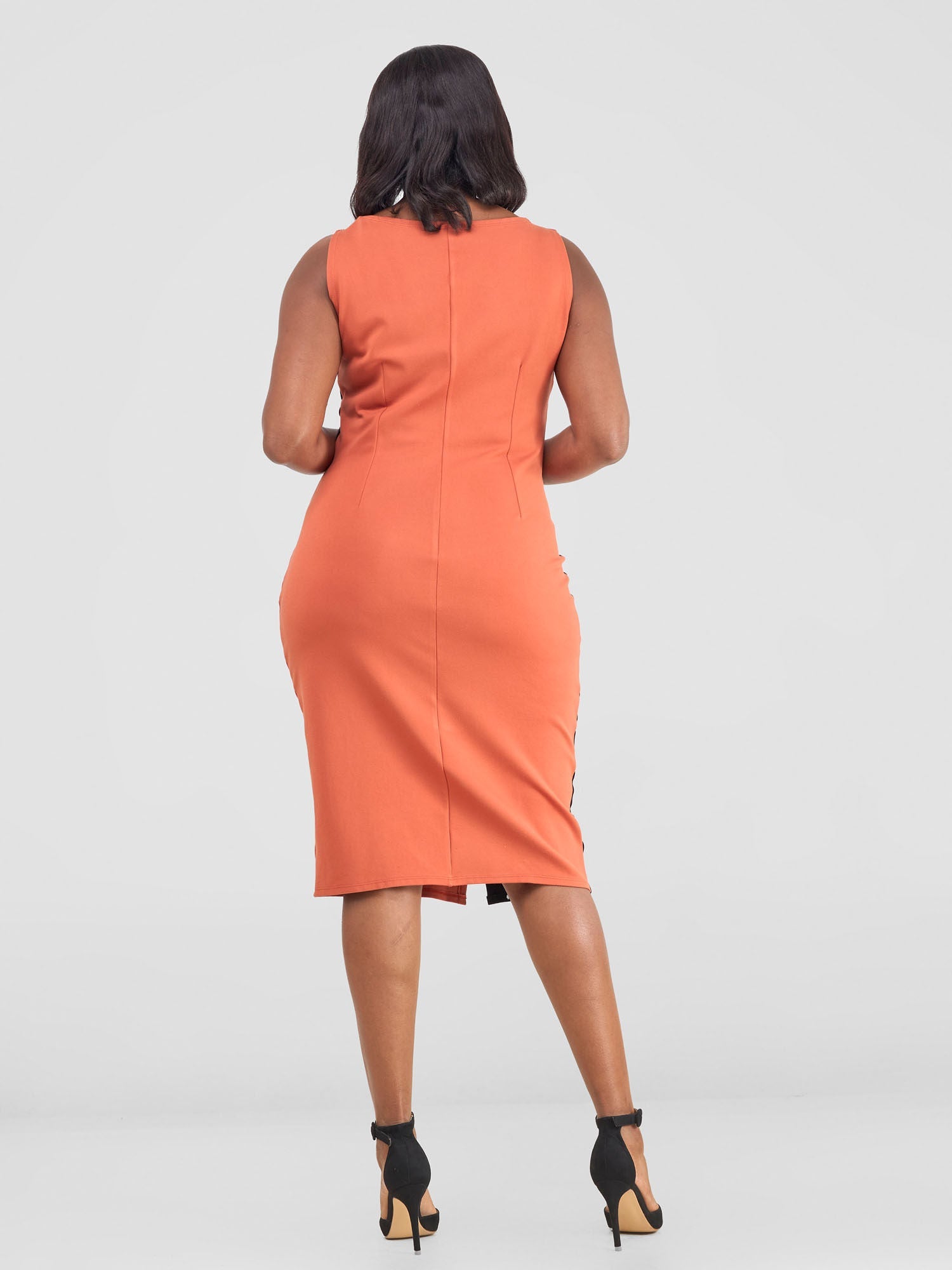 Vivo Tatari Panelled Sheath Dress - Rust / Black