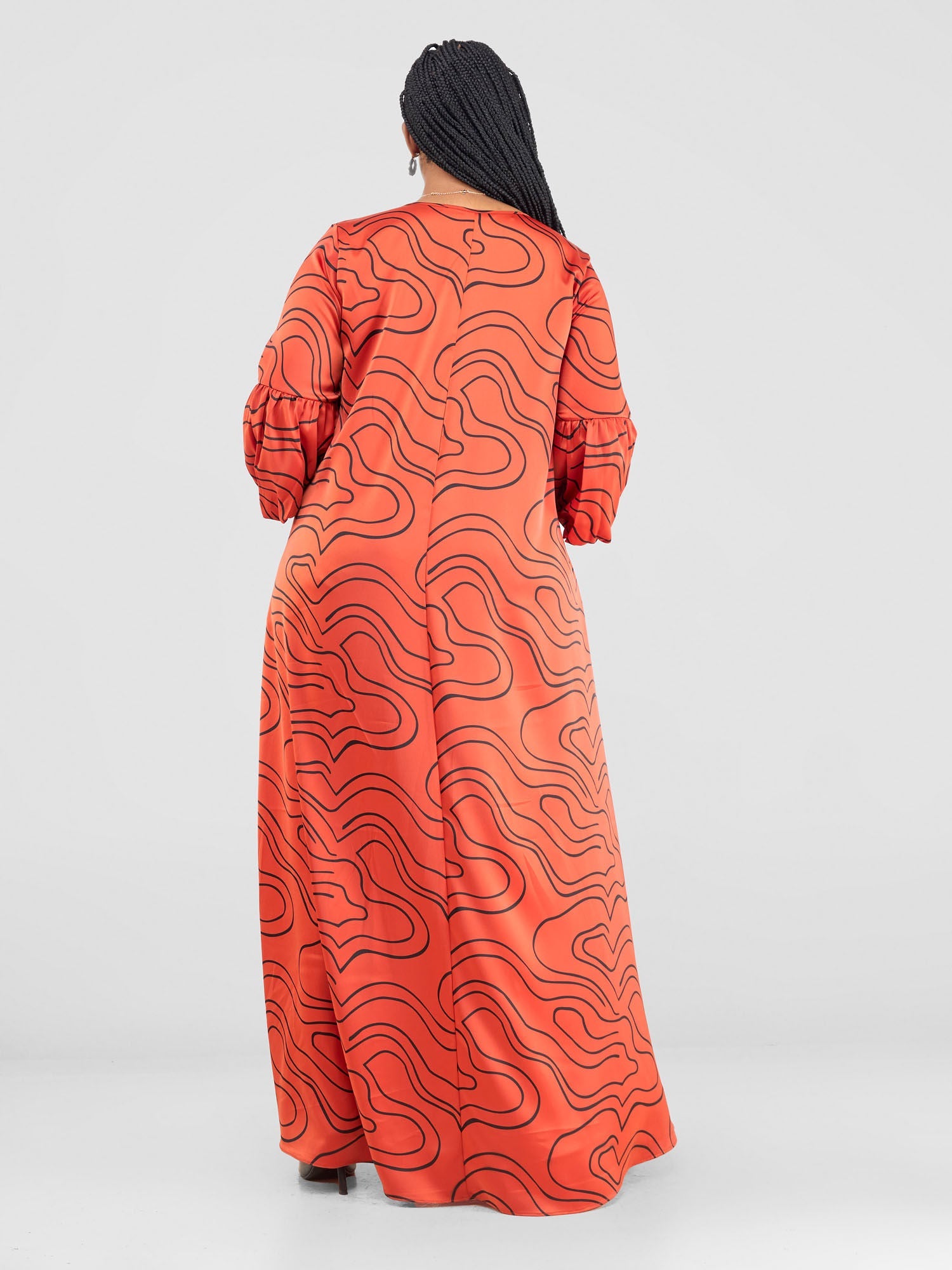 Vivo Hanabi Tent Maxi Dress - Rust/ Black Hini Print