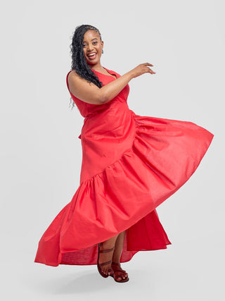 Safari Kikoy Wrap Dress - Red