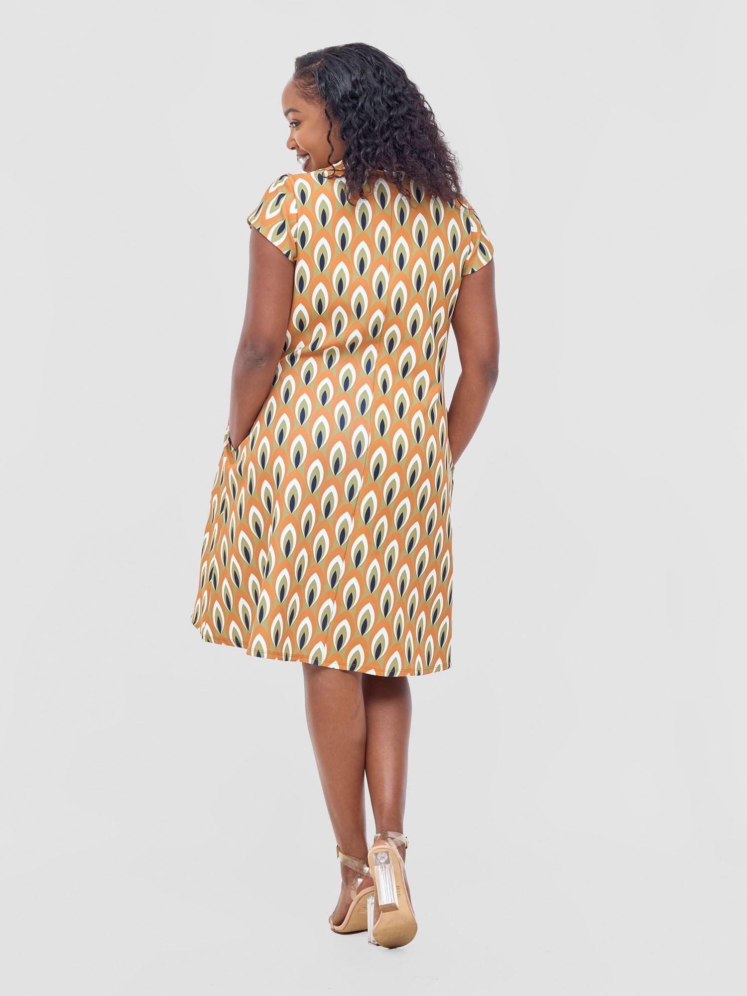 Vivo Mandla Tent Dress - Rust / Green Manla Print