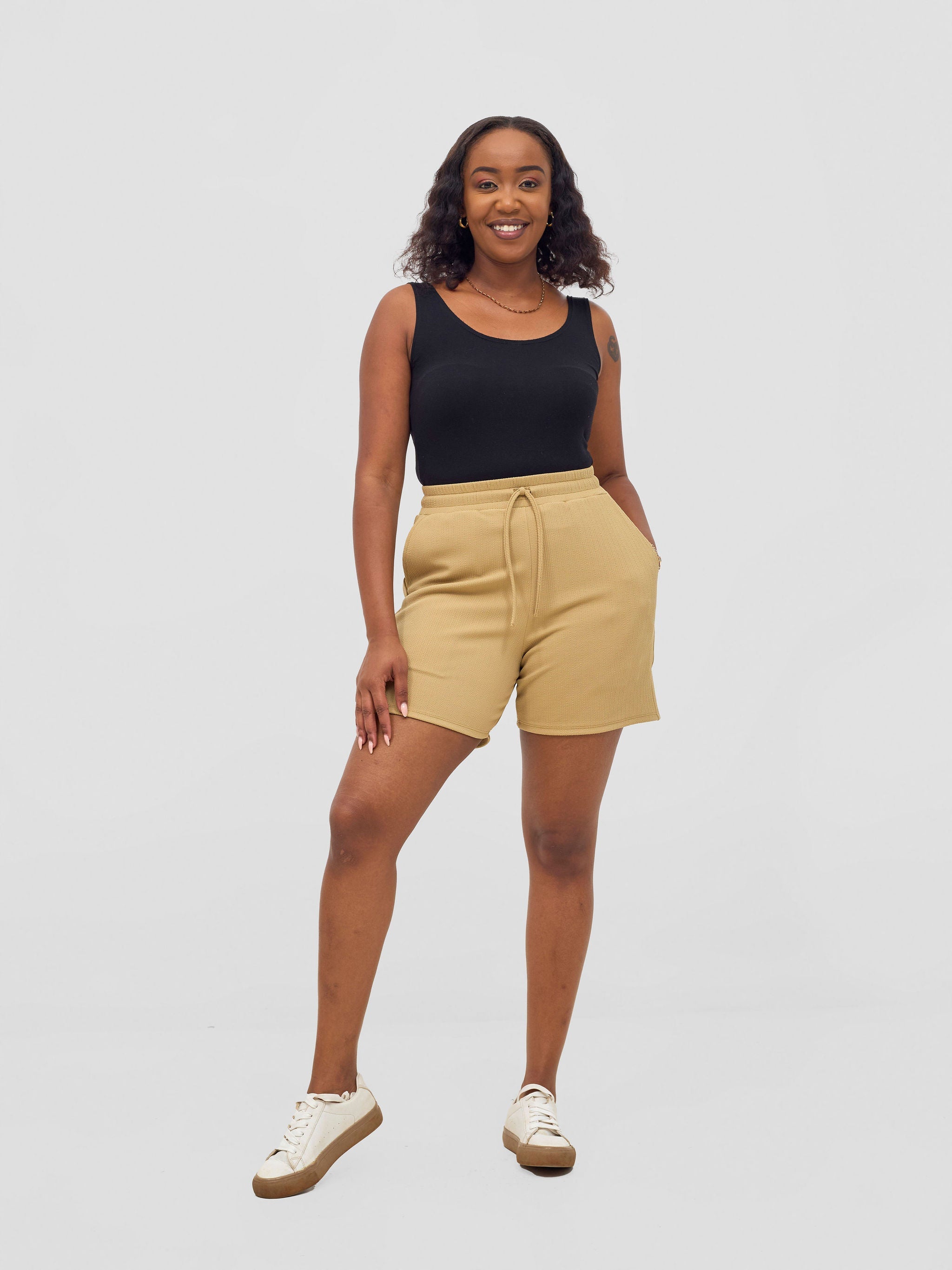 Vivo Chela Drawstring Shorts - Light Taupe