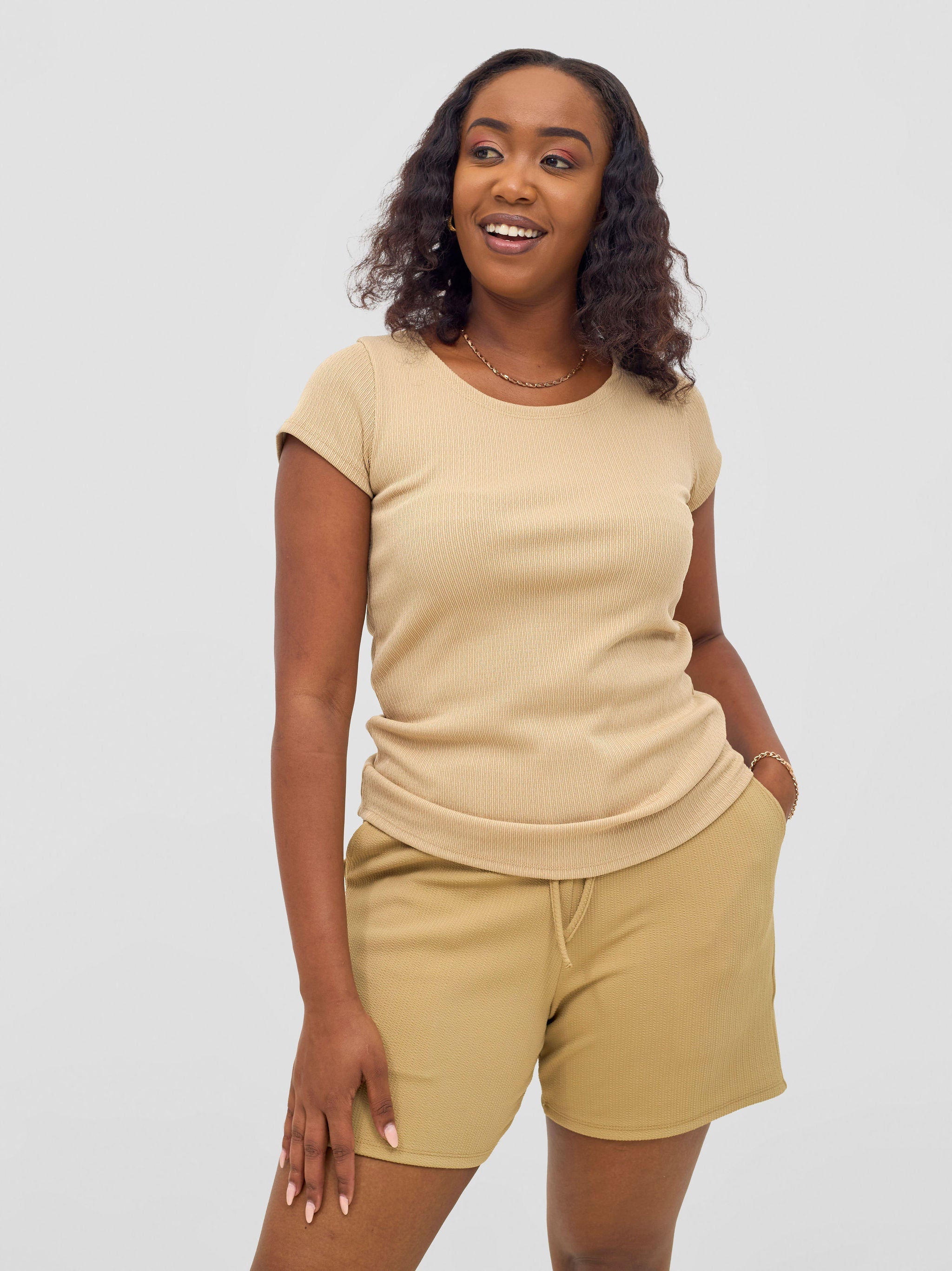 Vivo Chela Drawstring Shorts - Light Taupe