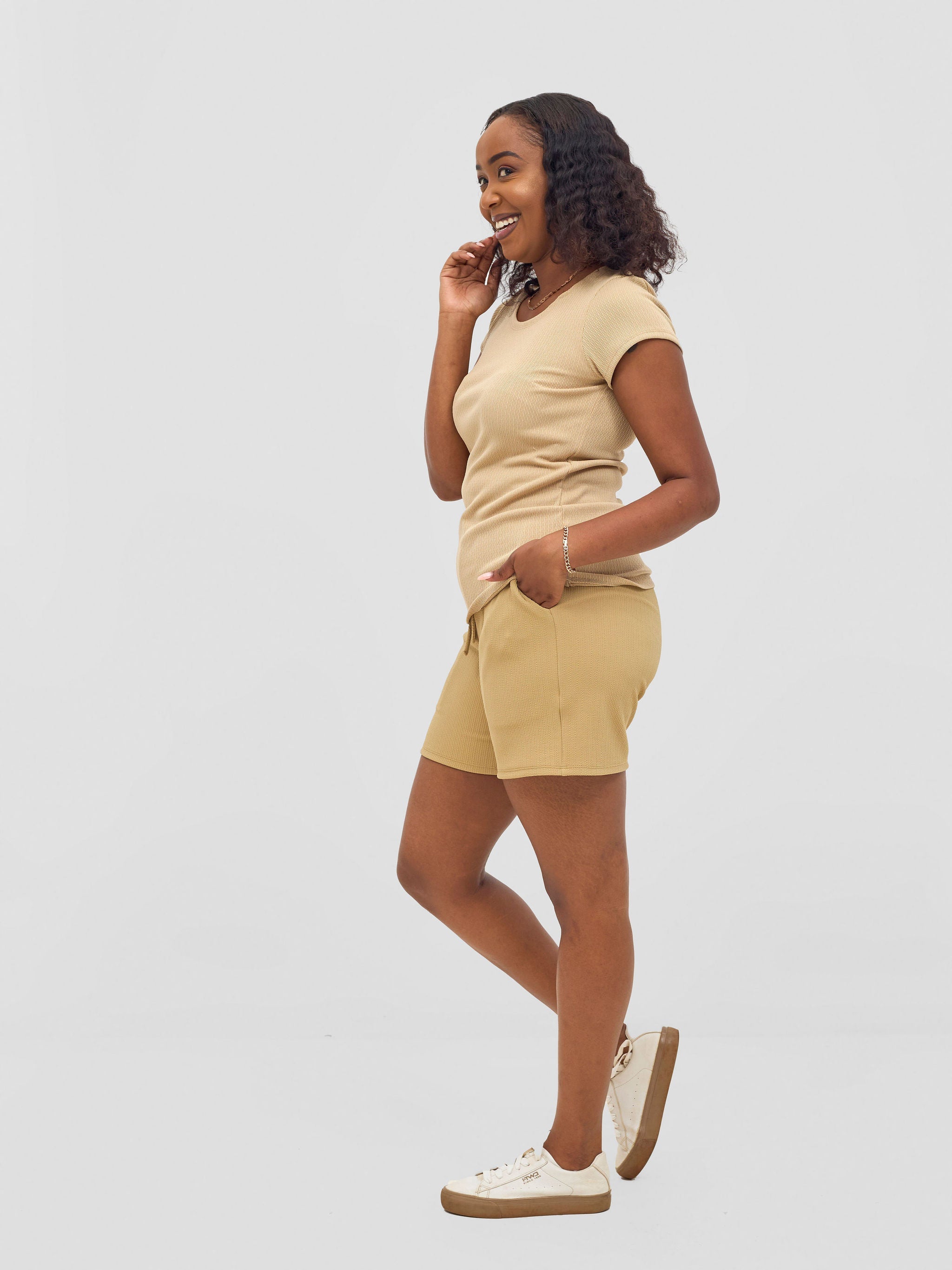 Vivo Chela Drawstring Shorts - Light Taupe