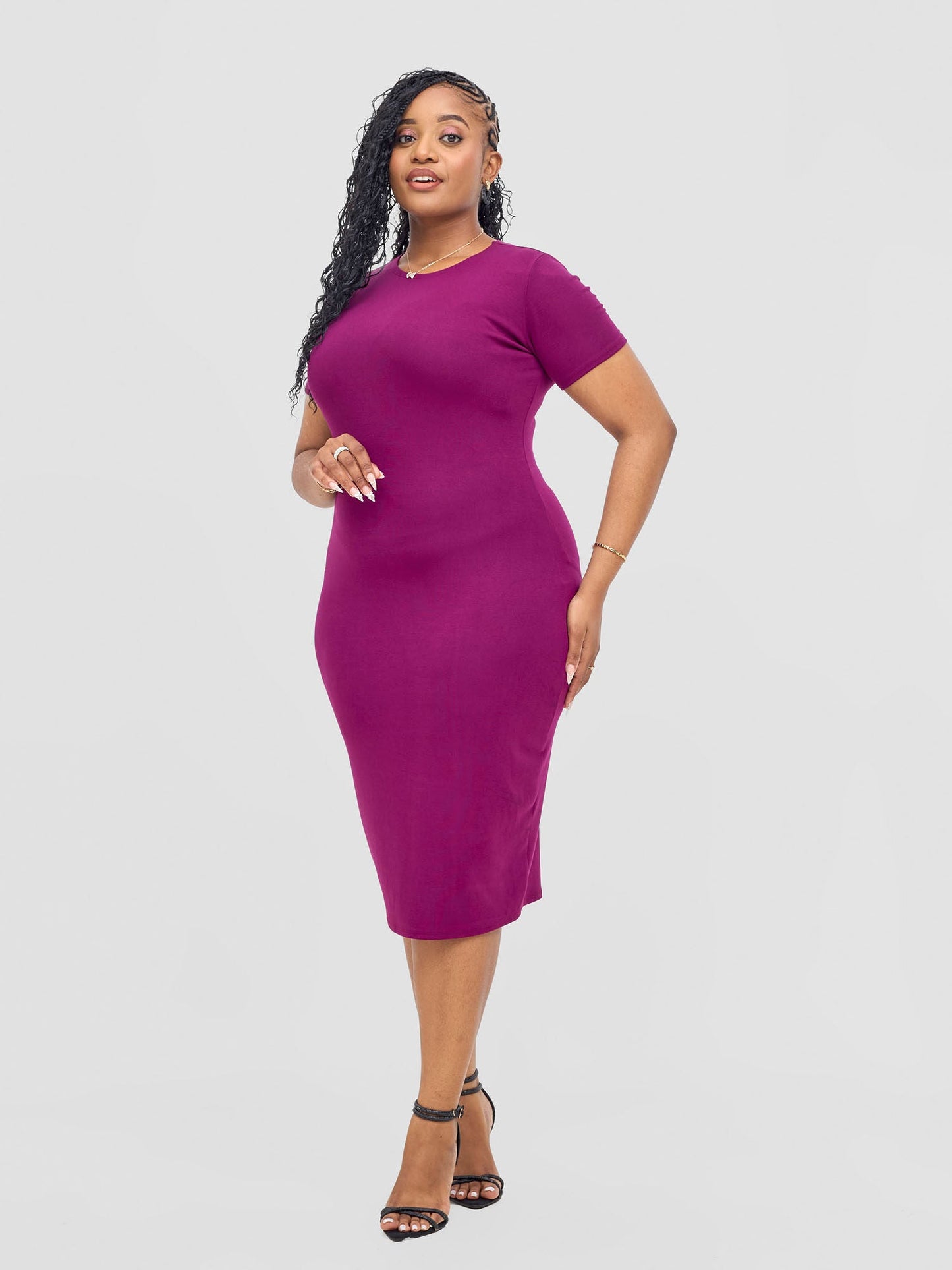 Vivo Leila Short Sleeve Bodycon - Burgundy