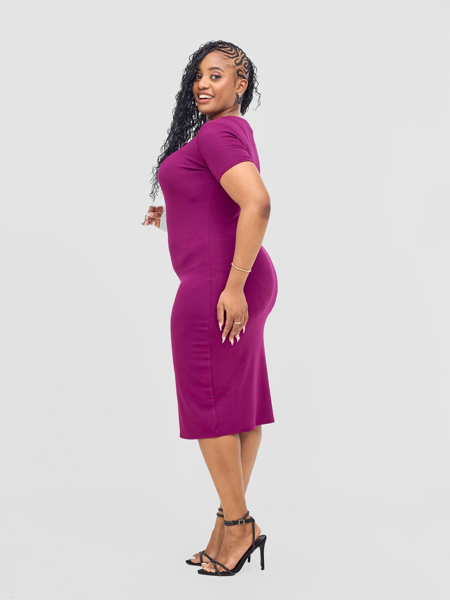Vivo Leila Short Sleeve Bodycon - Burgundy