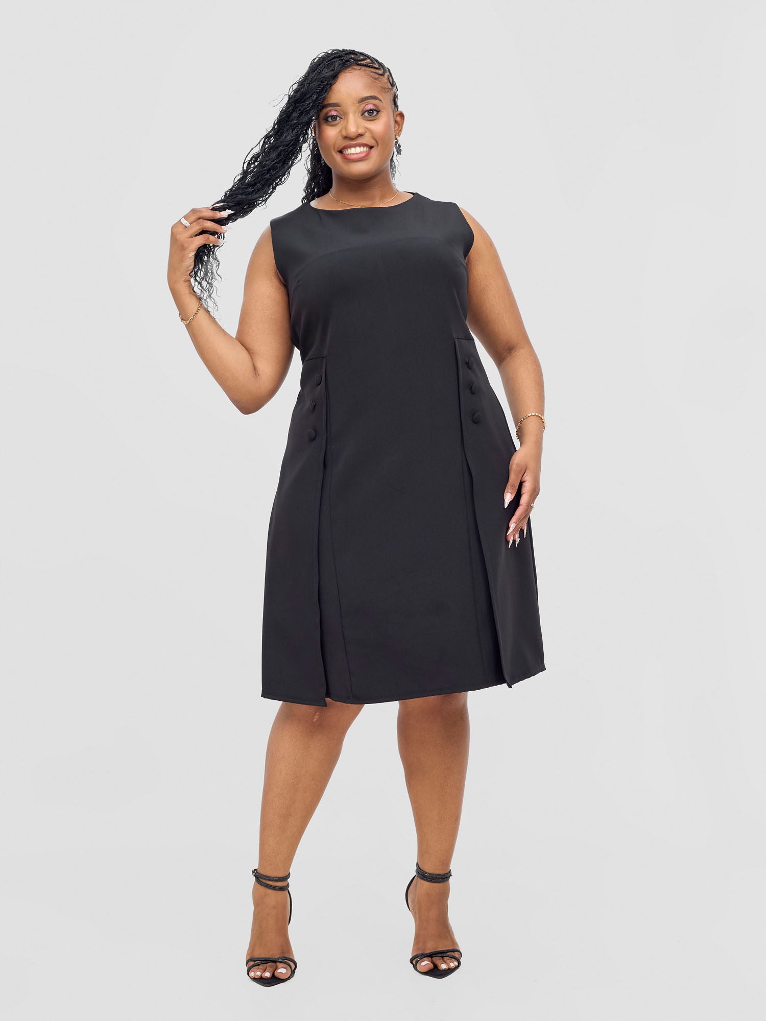 Vivo Mandla Side Flap A-Line Dress - Black