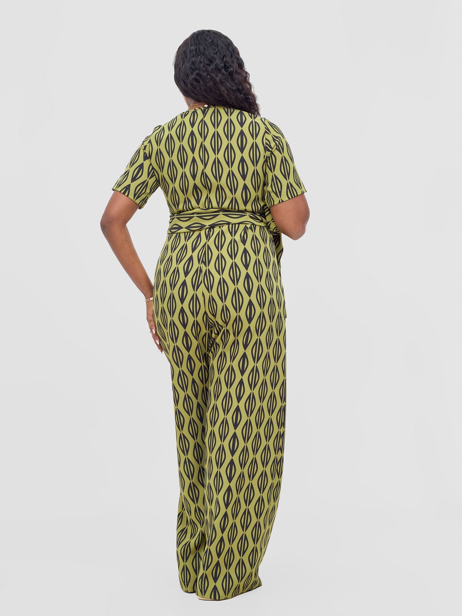 Vivo Mandla Jumpsuit - Olive / Black Anla Print