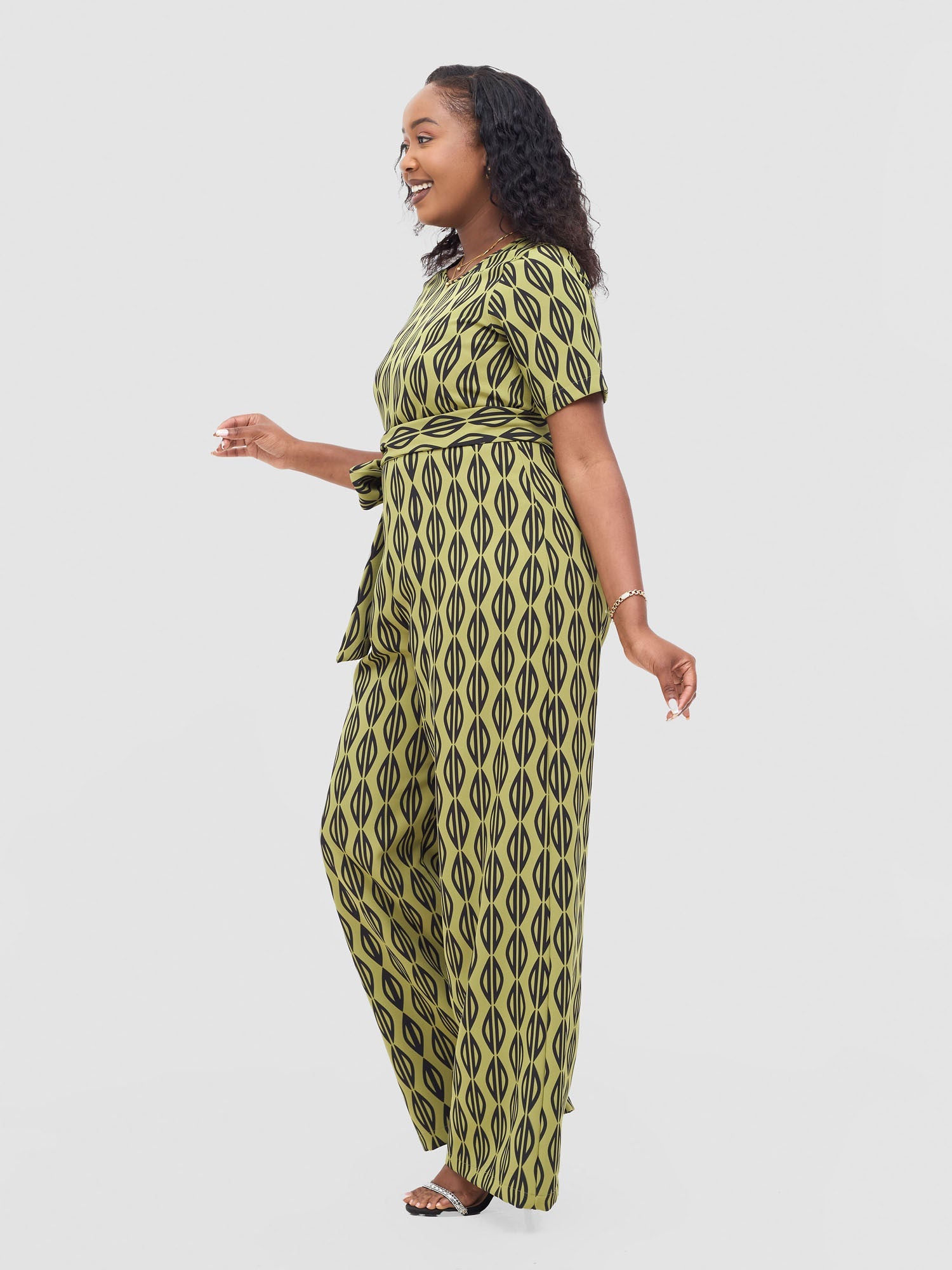 Vivo Mandla Jumpsuit - Olive / Black Anla Print