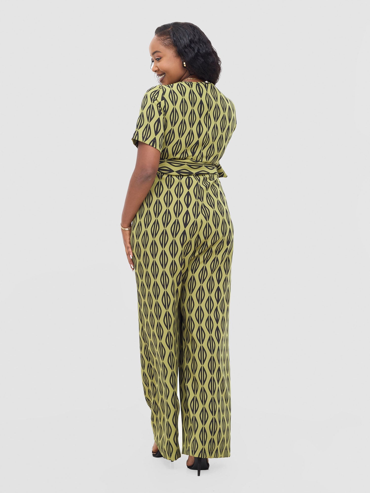 Vivo Mandla Jumpsuit - Olive / Black Anla Print