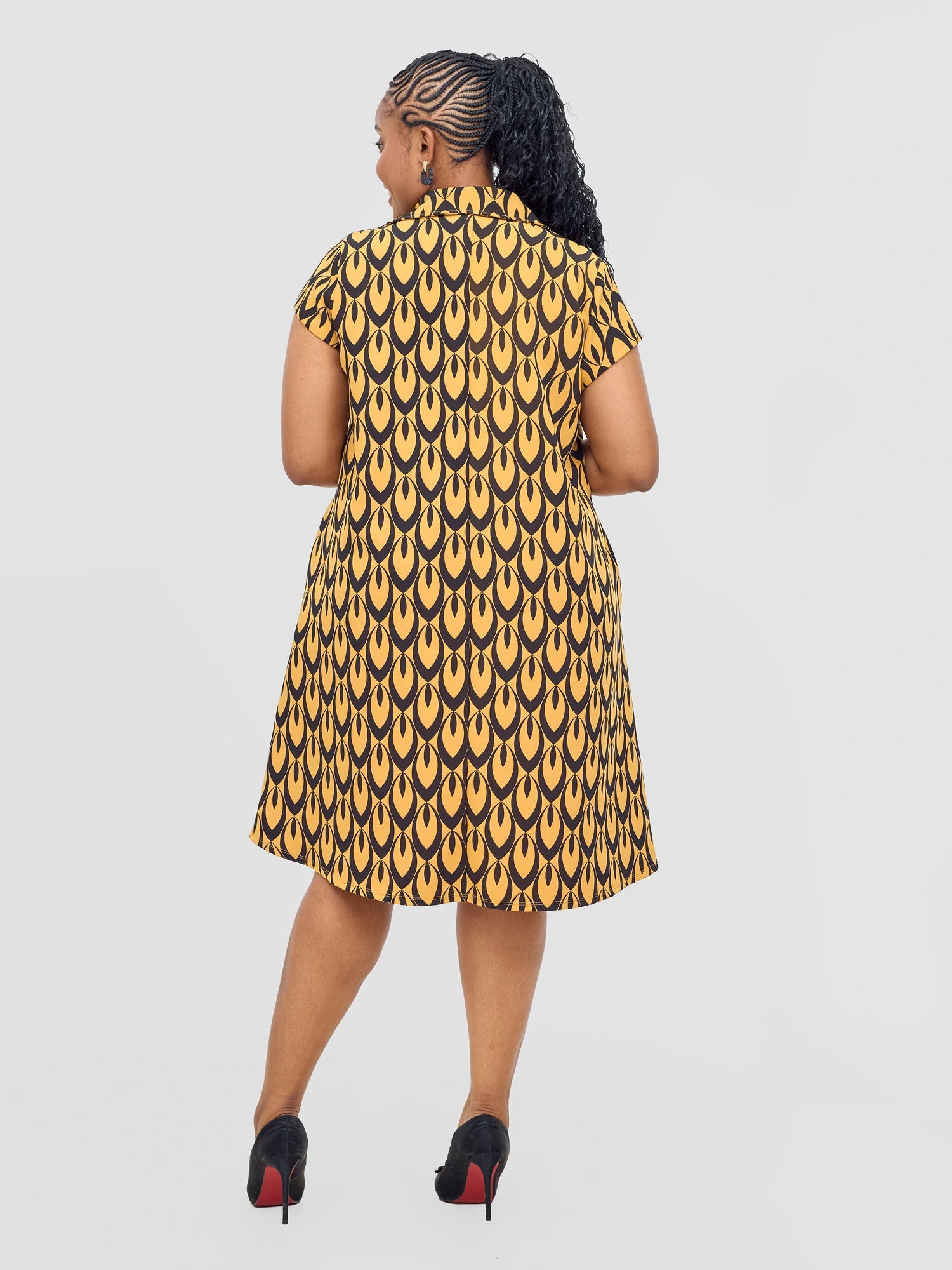 Vivo Mandla Tent Dress - Mustard / Black Manla Print