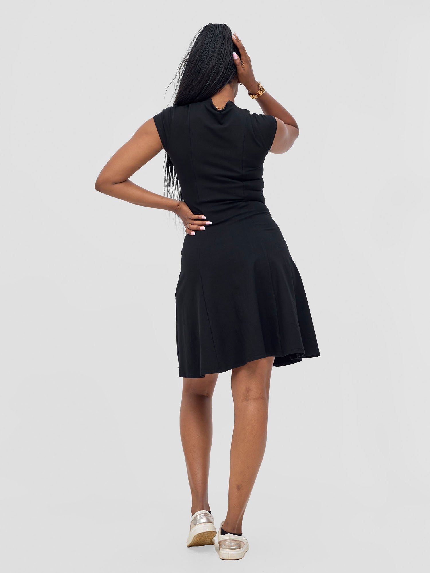 Vivo Mandla High Neck A-Line Dress - Black