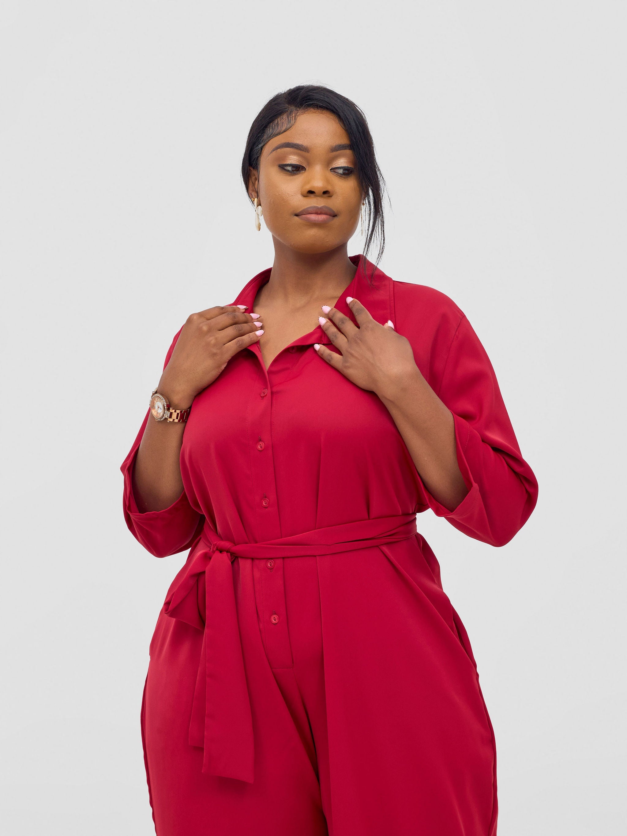 Vivo Ayah 3/4 Sleeve Jumpsuit - Dark Red