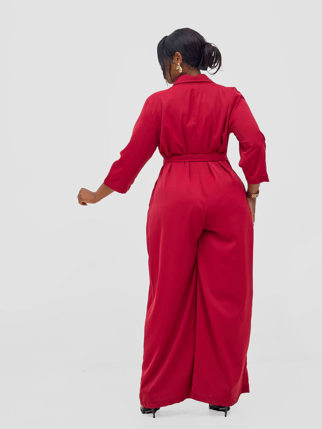 Vivo Ayah 3/4 Sleeve Jumpsuit - Dark Red