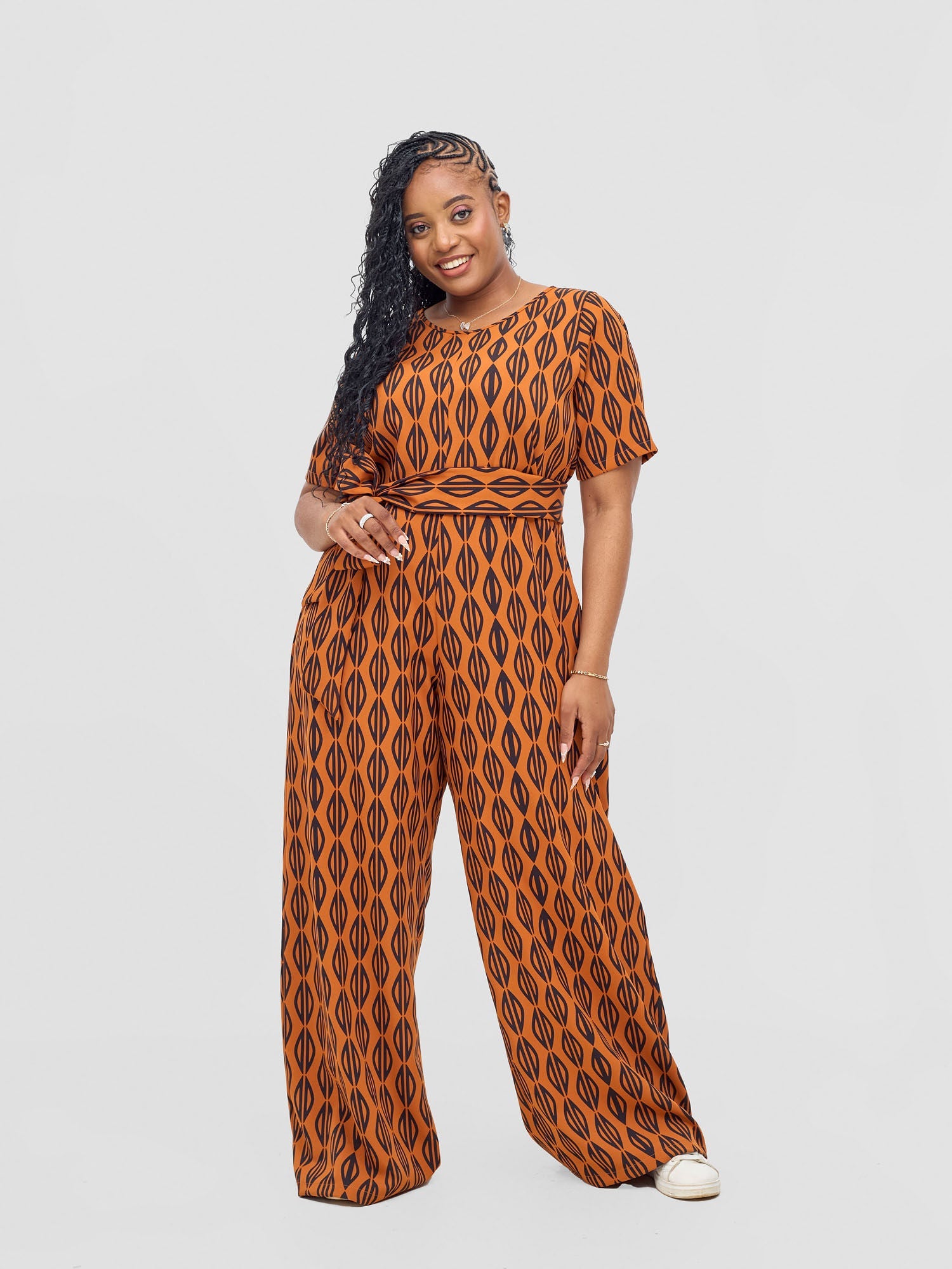 Vivo Mandla Jumpsuit - Rust / Black Anla Print