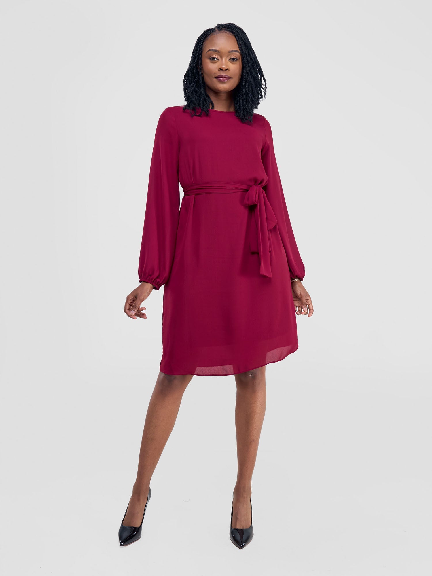 Vivo Zawadi Shift Dress - Maroon