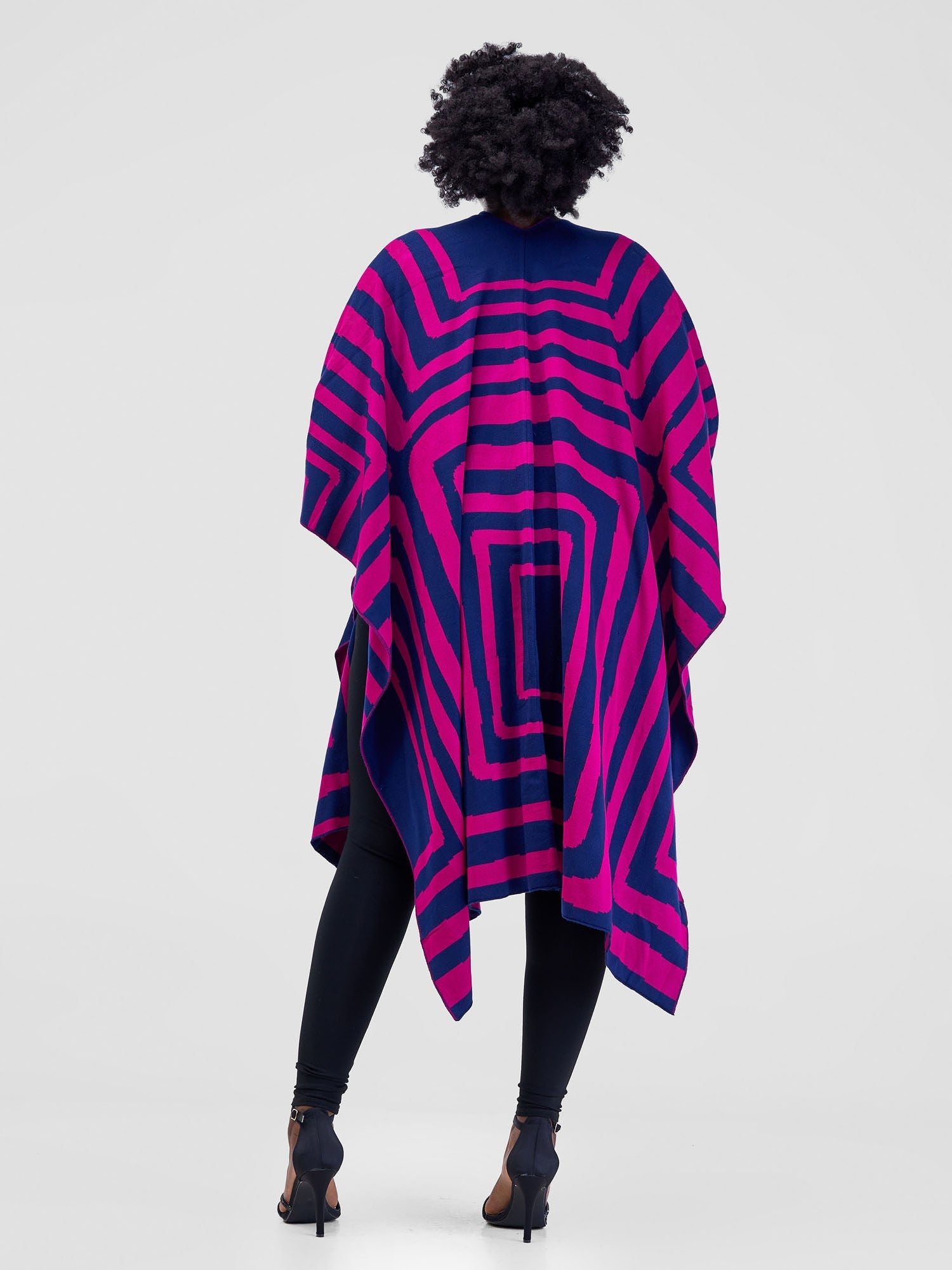 Vivo Reversible Printed Poncho - Fuschia / Navy  Bustani Print