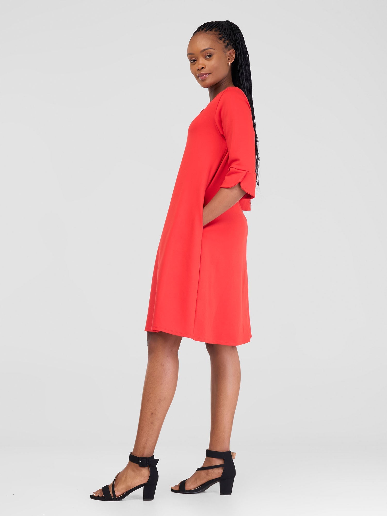 Vivo Zawadi Keyhole Dress - Orange