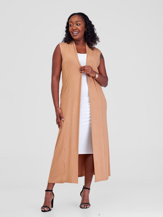 Vivo Basic Sleeveless Long Lily Waterfall - Tan