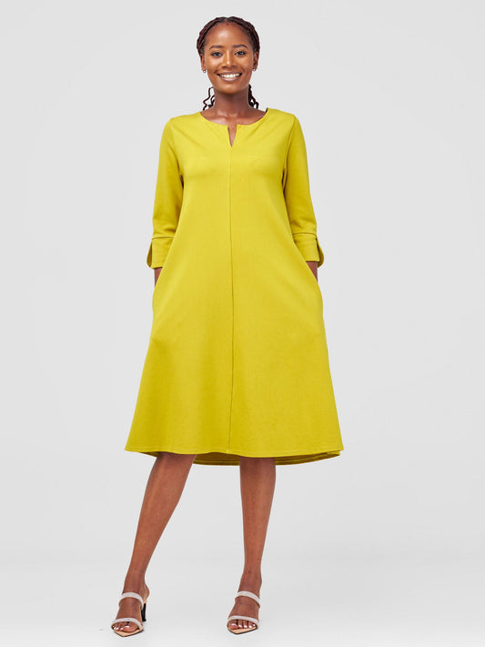 Vivo Zawadi Keyhole Dress - Olive
