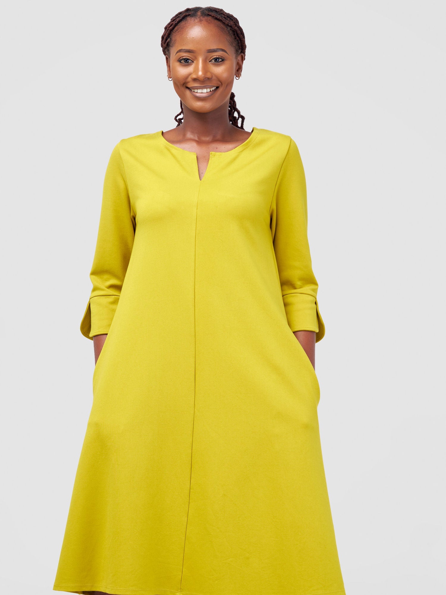 Vivo Zawadi Keyhole Dress - Olive