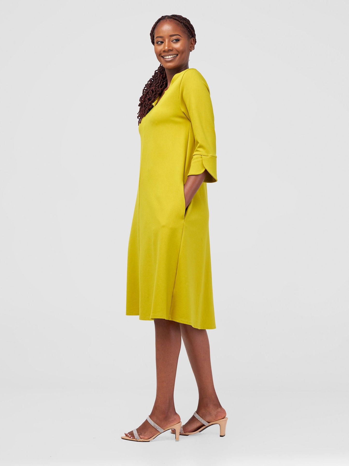Vivo Zawadi Keyhole Dress - Olive
