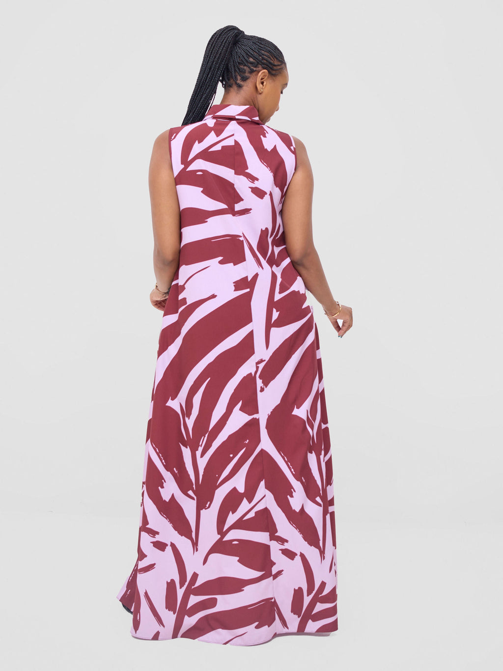 Vivo Asha Sleeveless Maxi Dress - Pink / Burgundy Eta Print