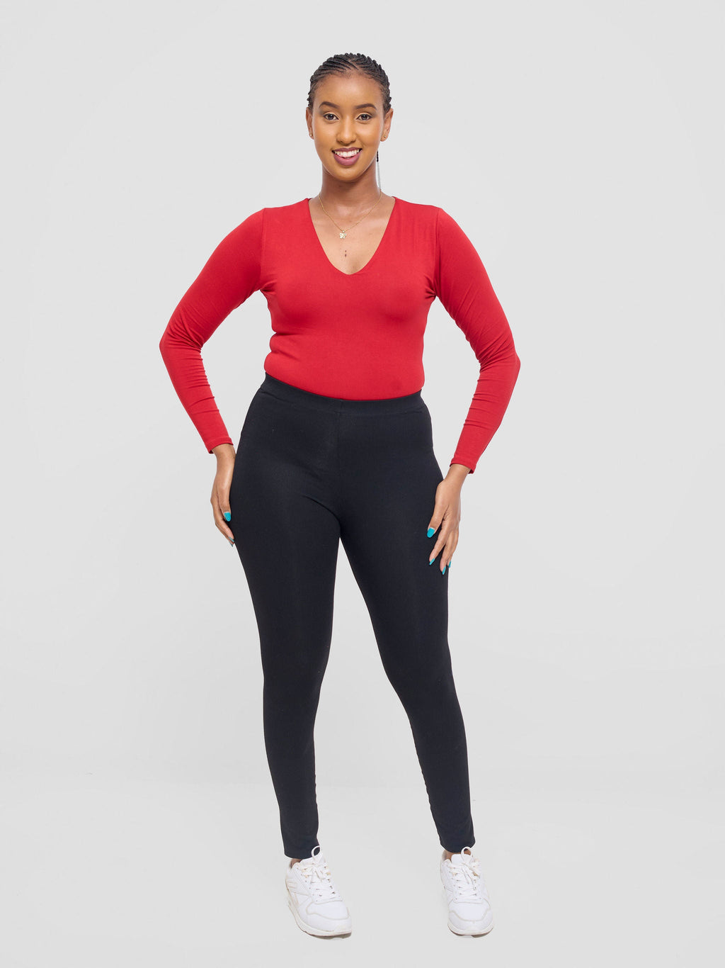 Vivo Basic Double Layered Long Sleeved Bodysuit - Red