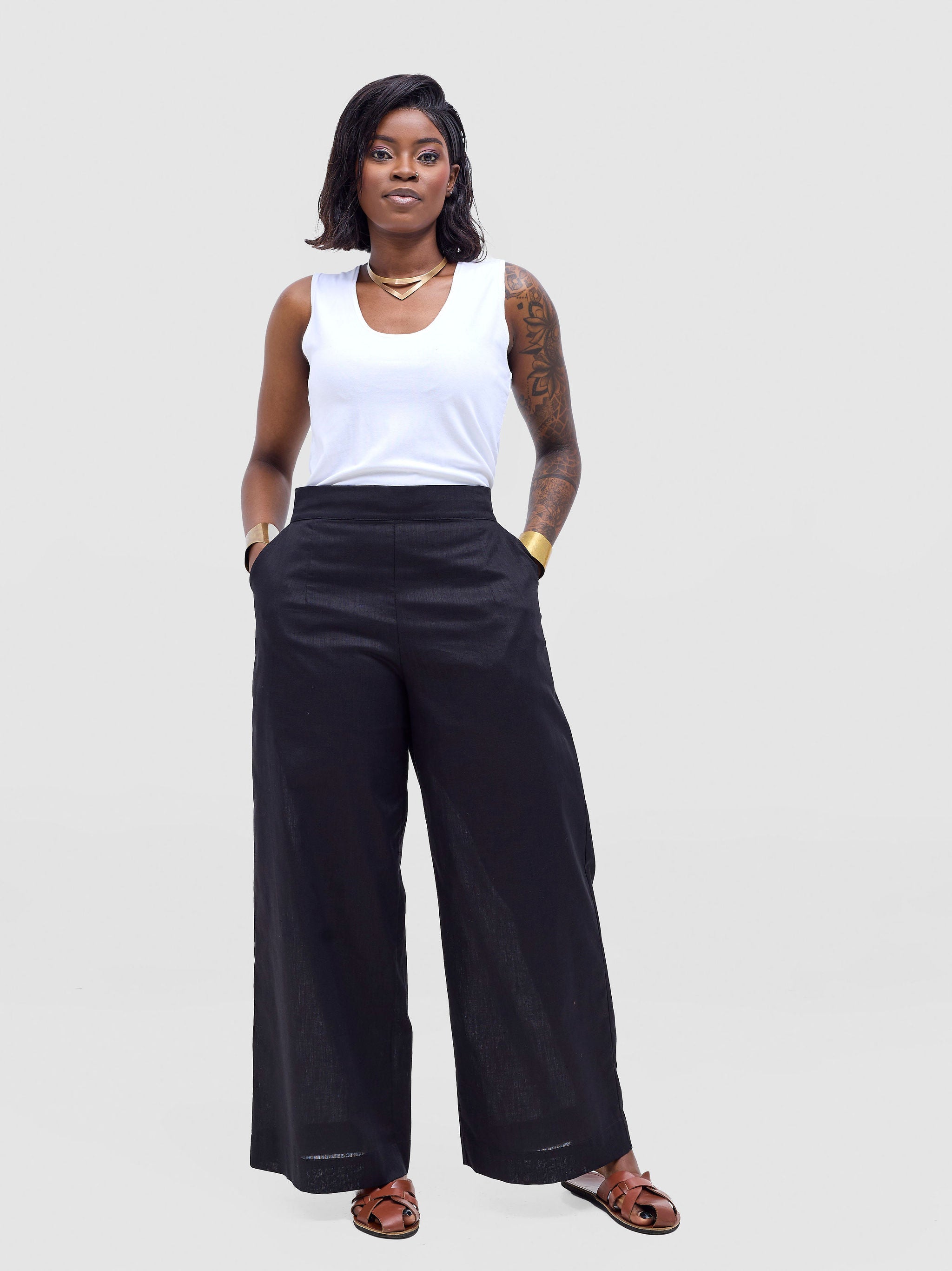 Safari Tiwa Wide Leg Pants - Black