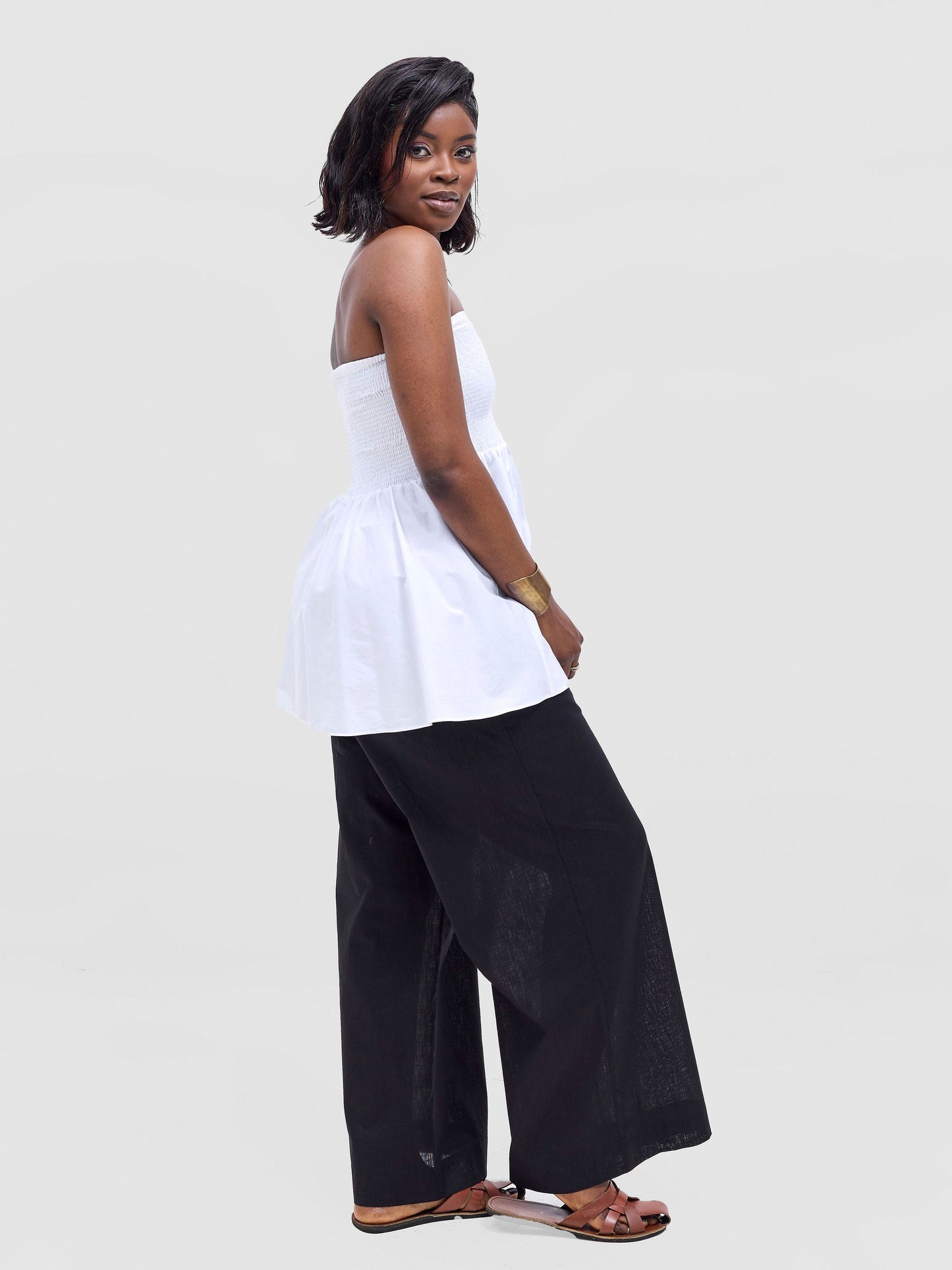 Safari Tiwa Shirred Top - White
