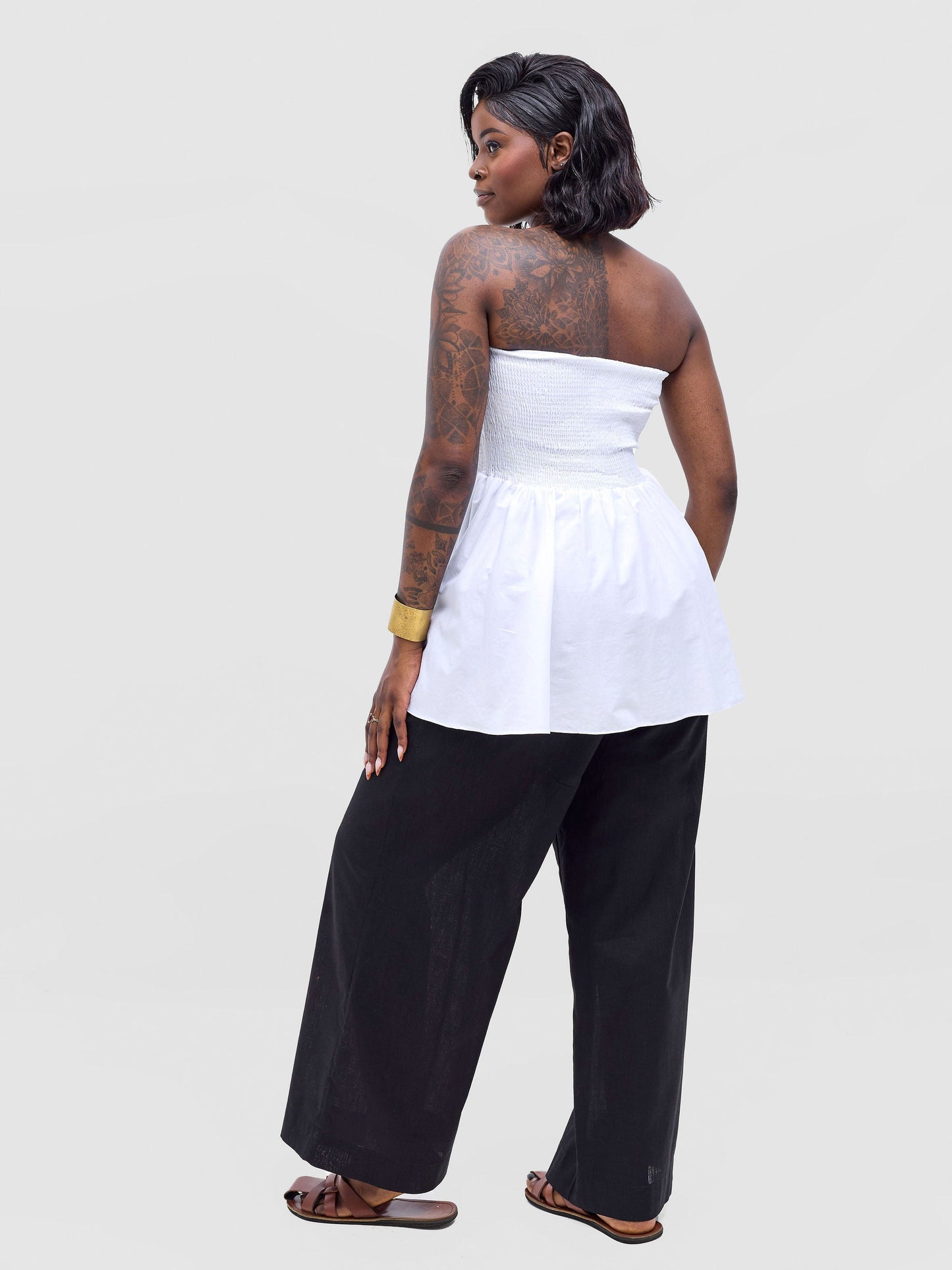 Safari Tiwa Shirred Top - White