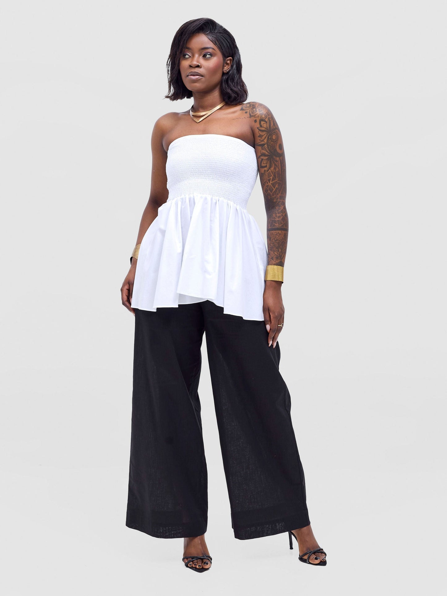 Safari Tiwa Shirred Top - White