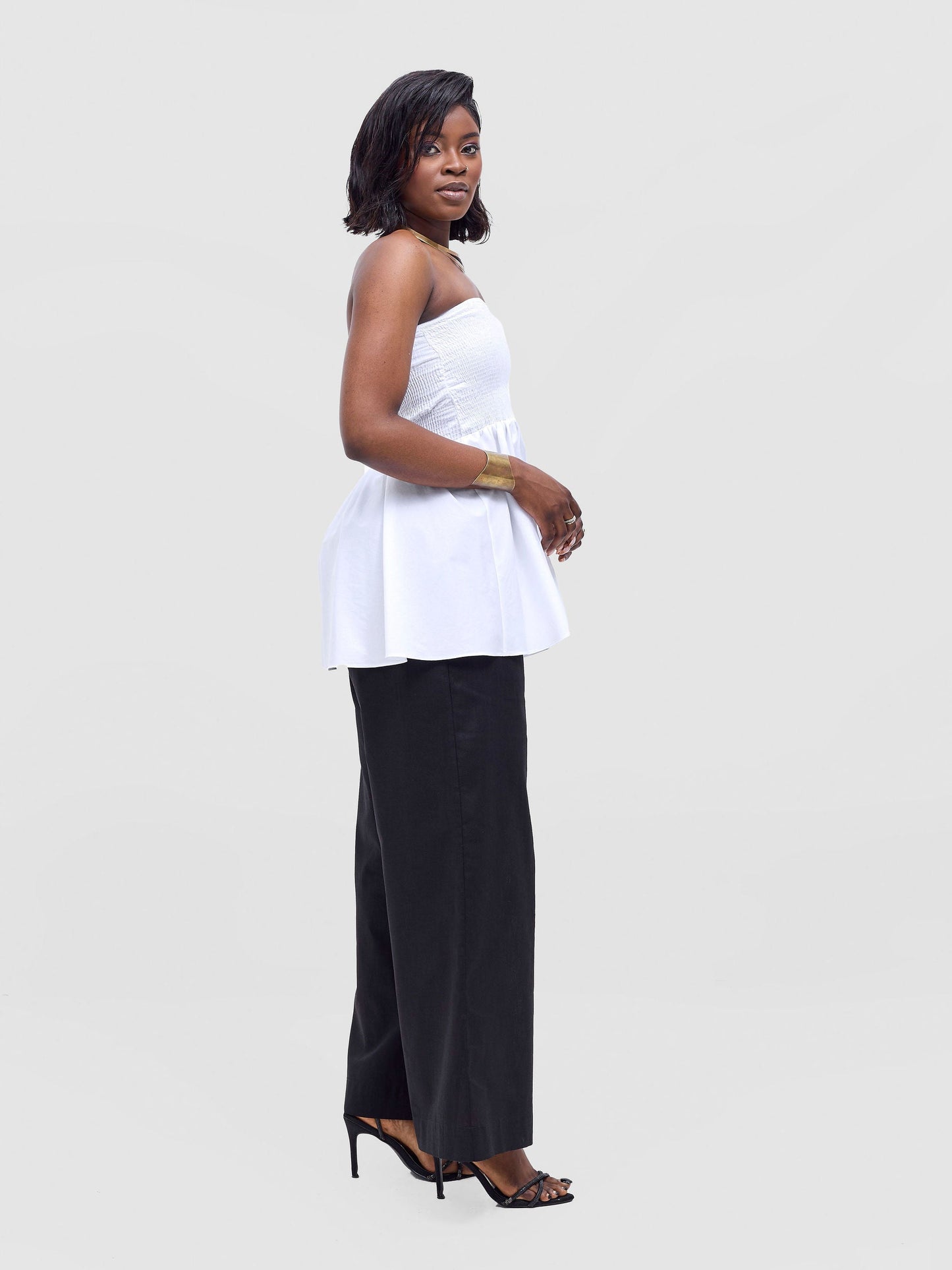 Safari Tiwa Shirred Top - White
