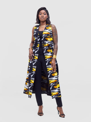 Safari Tiwa Reversible Tie Kimono - Black +Tayo Print