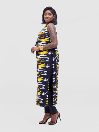 Safari Tiwa Reversible Tie Kimono - Black +Tayo Print