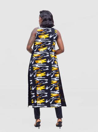 Safari Tiwa Reversible Tie Kimono - Black +Tayo Print