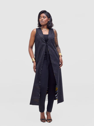 Safari Tiwa Reversible Tie Kimono - Black +Tayo Print