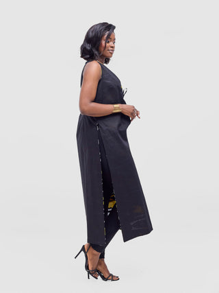 Safari Tiwa Reversible Tie Kimono - Black +Tayo Print