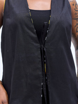 Safari Tiwa Reversible Tie Kimono - Black +Tayo Print