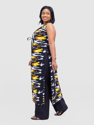 Safari Tiwa Reversible Tie Kimono - Black +Tayo Print
