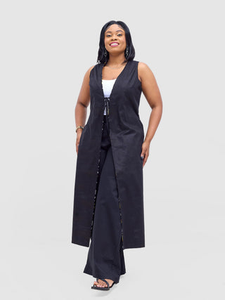 Safari Tiwa Reversible Tie Kimono - Black +Tayo Print