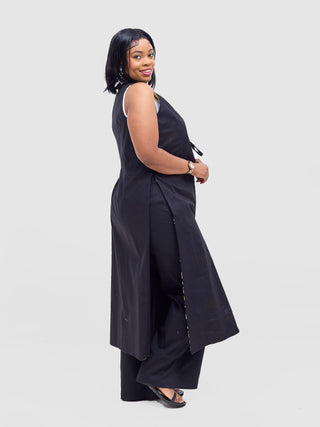 Safari Tiwa Reversible Tie Kimono - Black +Tayo Print