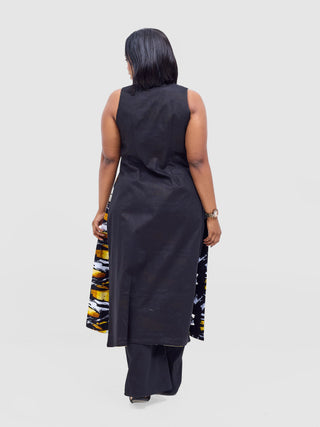 Safari Tiwa Reversible Tie Kimono - Black +Tayo Print