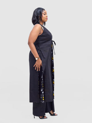 Safari Tiwa Reversible Tie Kimono - Black +Tayo Print